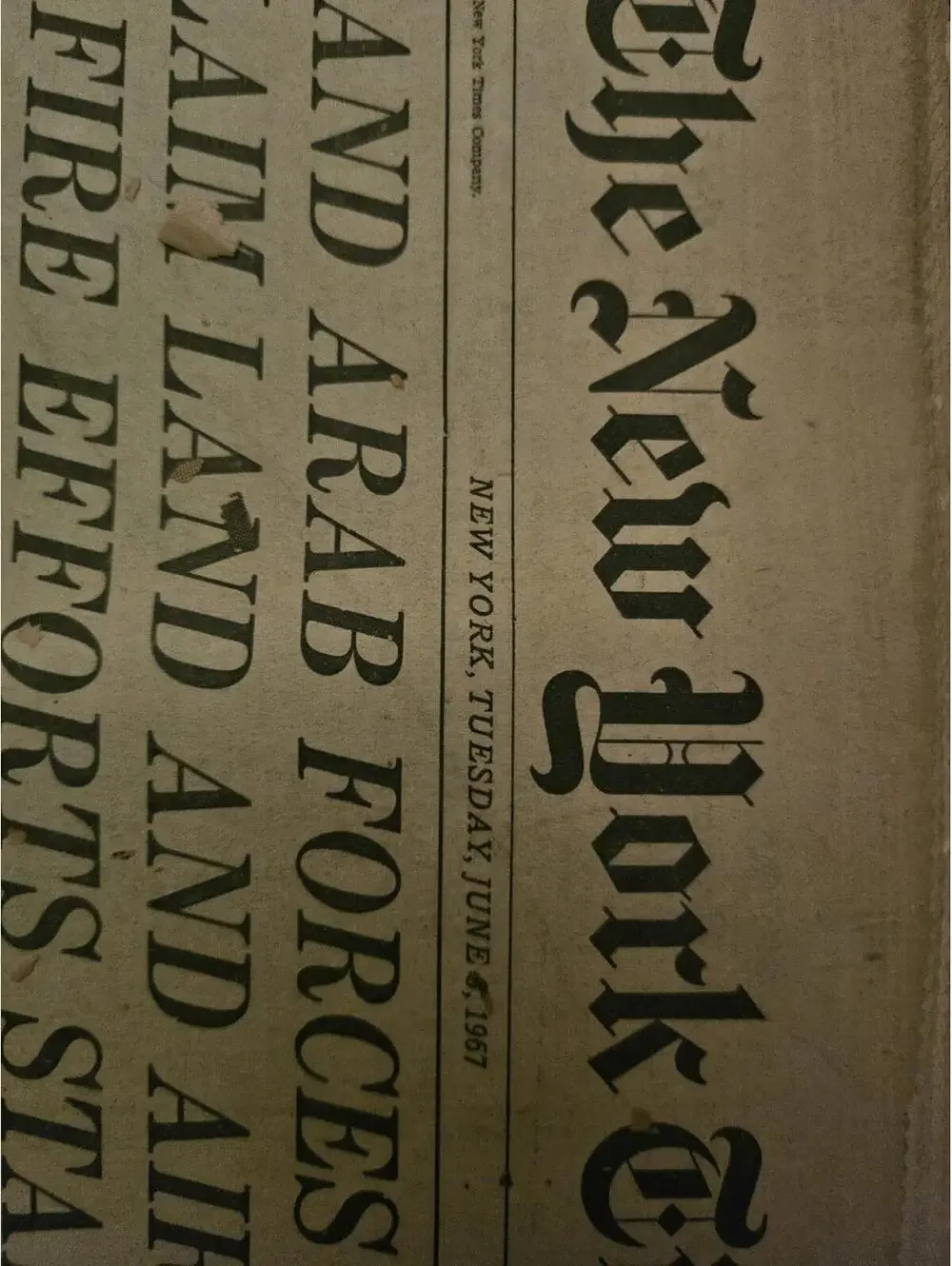 The New York Times , June 4, 1967 - NY blackout and War in Gaza